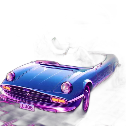 car, vaporwave, concept art, 3d render transparent PNG cut-out
