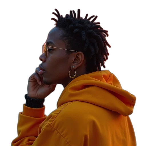 jacket, jewelry, face, staff transparent PNG cut-out