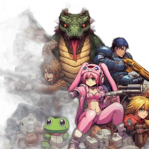 concept art, fantasy art, pixel art, fast-paced transparent PNG cut-out