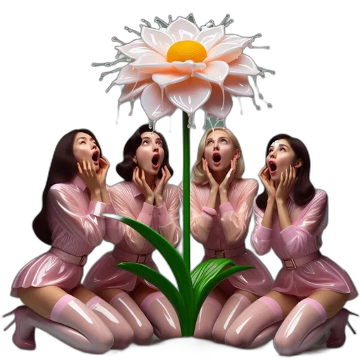 flower, concept art, photorealistic, vaporwave transparent PNG cut-out