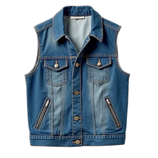 jacket, blue, denim, vest transparent PNG cut-out