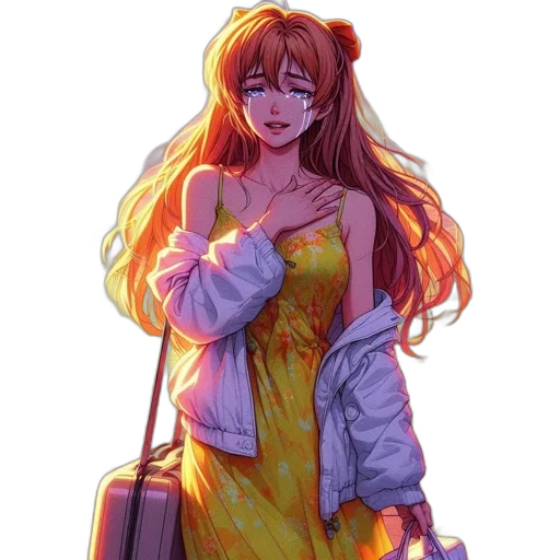 dress, staff, anime, concept art transparent PNG cut-out