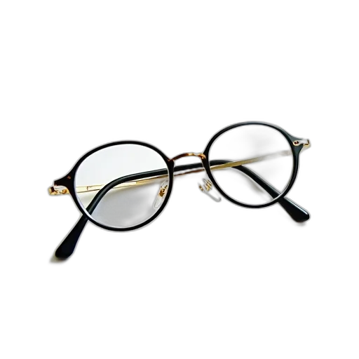 3d render, pair, round-framed, glasses transparent PNG cut-out
