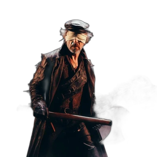 jacket, weapon, staff, mask transparent PNG cut-out