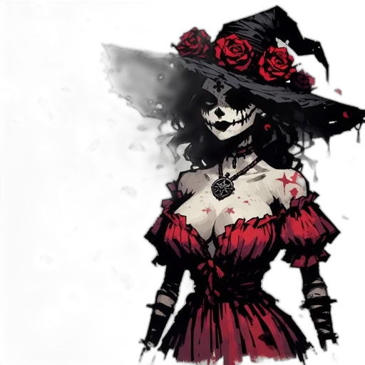 dress, hat, mask, flower transparent PNG cut-out