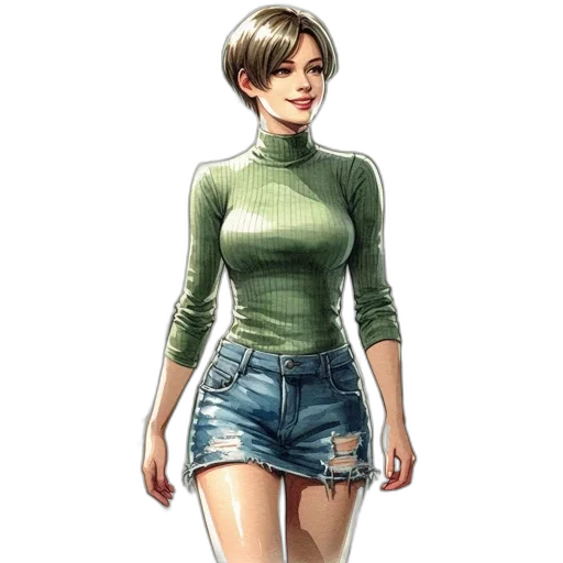 dress, jacket, face, staff transparent PNG cut-out