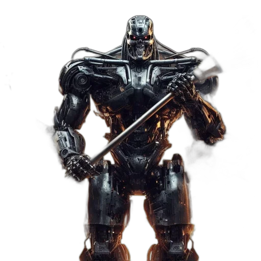 robot, weapon, concept art, 3d render transparent PNG cut-out