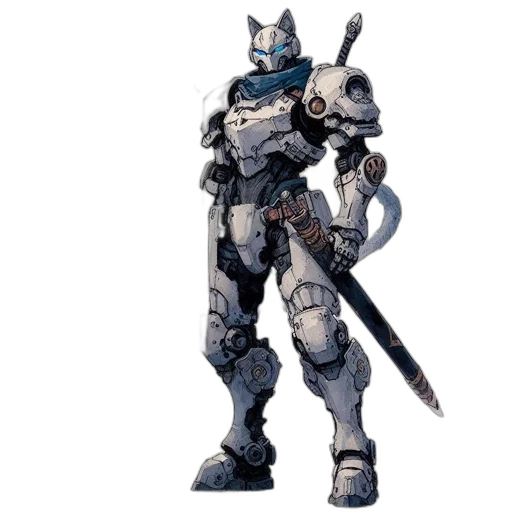 robot, weapon, concept art, 3d render transparent PNG cut-out