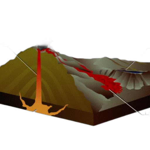 umbrella, diagram, volcano, showing transparent PNG cut-out