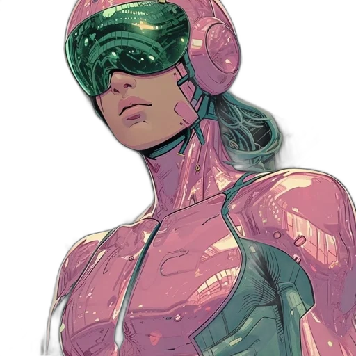 robot, mask, cyberpunk, comic book art transparent PNG cut-out