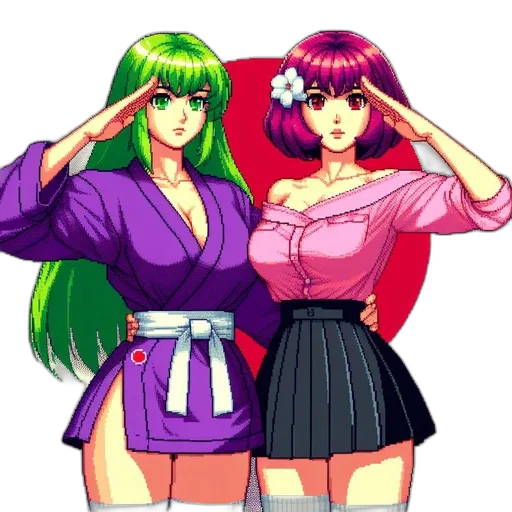 vaporwave, pixel art, anime, concept art transparent PNG cut-out