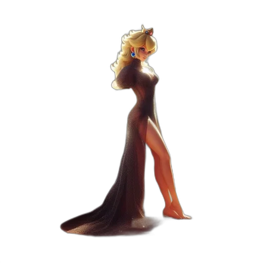 dress, crown, staff, hair transparent PNG cut-out