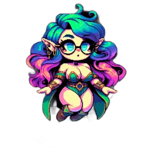 staff, hair, dress, pixel art transparent PNG cut-out