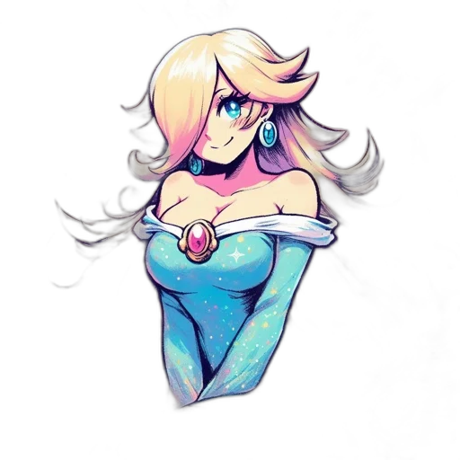 dress, crown, hair, staff transparent PNG cut-out