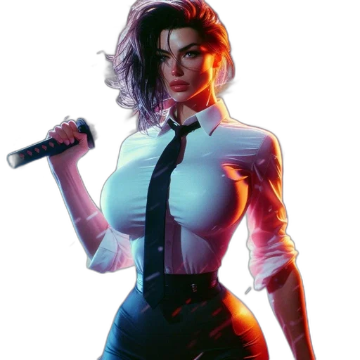 jacket, staff, dress, weapon transparent PNG cut-out