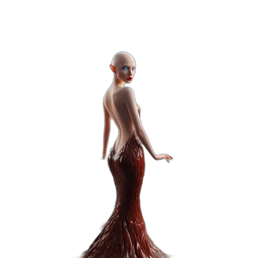 dress, hair, creature, robot transparent PNG cut-out