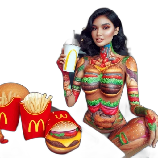 food, dress, robot, photorealistic transparent PNG cut-out