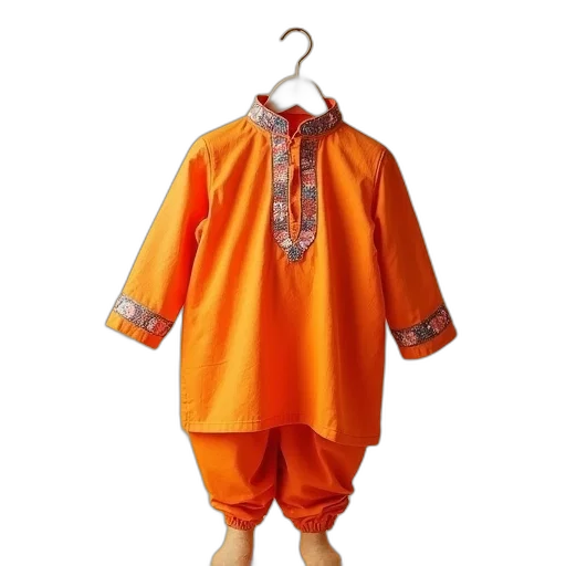 dress, 3d render, orange, kurta transparent PNG cut-out