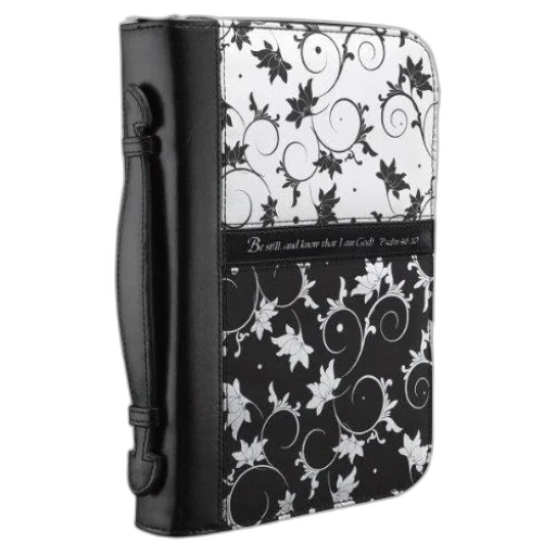 black, white, floral-patterned, bible transparent PNG cut-out