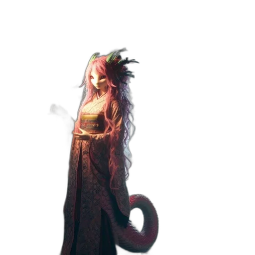 dragon, creature, staff, dress transparent PNG cut-out