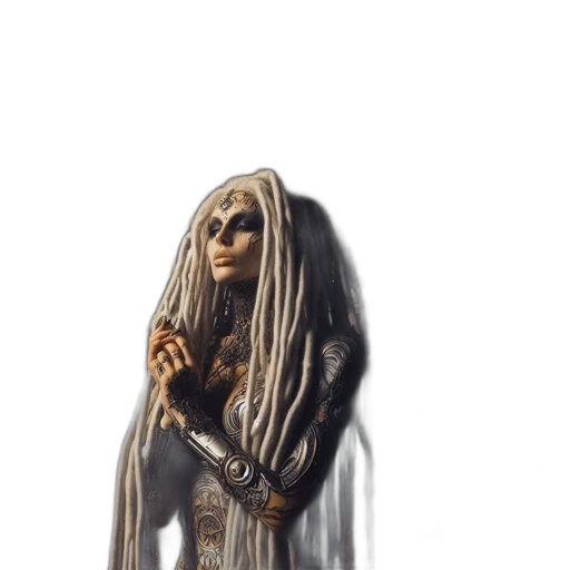 hair, staff, creature, mask transparent PNG cut-out