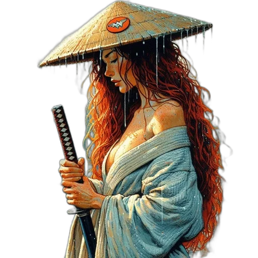 umbrella, staff, sword, hat transparent PNG cut-out