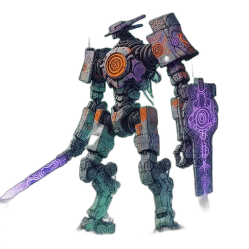 robot, weapon, sword, staff transparent PNG cut-out