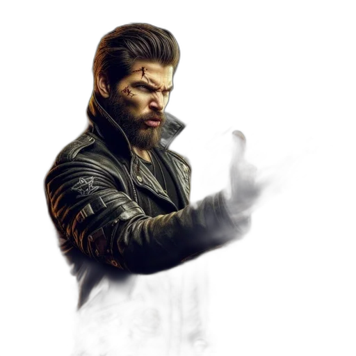 jacket, weapon, face, concept art transparent PNG cut-out