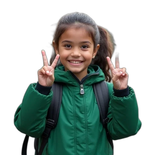 jacket, girl, student, green transparent PNG cut-out