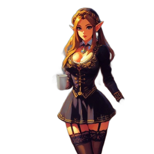 dress, staff, fantasy art, pixel art transparent PNG cut-out