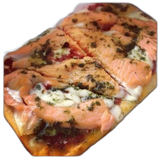 food, rectangular, pizza, salmon transparent PNG cut-out