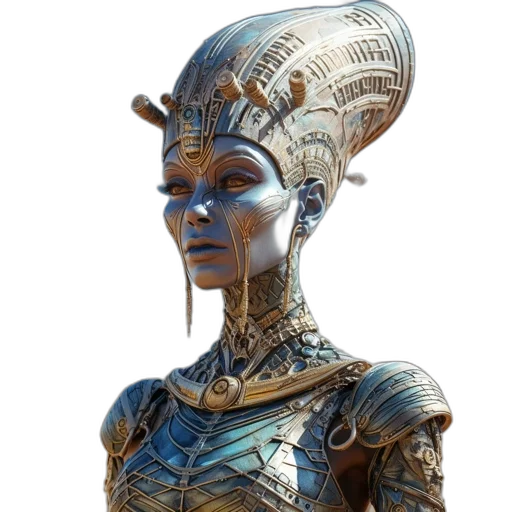 robot, crown, face, staff transparent PNG cut-out