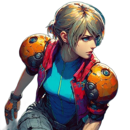 robot, weapon, face, jacket transparent PNG cut-out