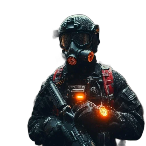 weapon, mask, jacket, staff transparent PNG cut-out