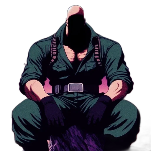 jacket, weapon, mask, staff transparent PNG cut-out
