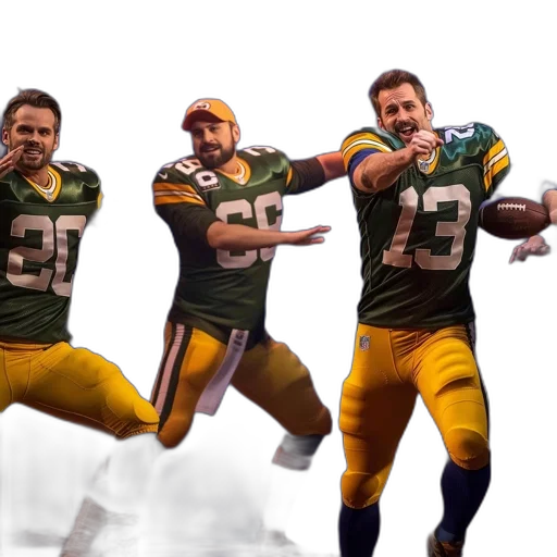 four, men, green, bay transparent PNG cut-out