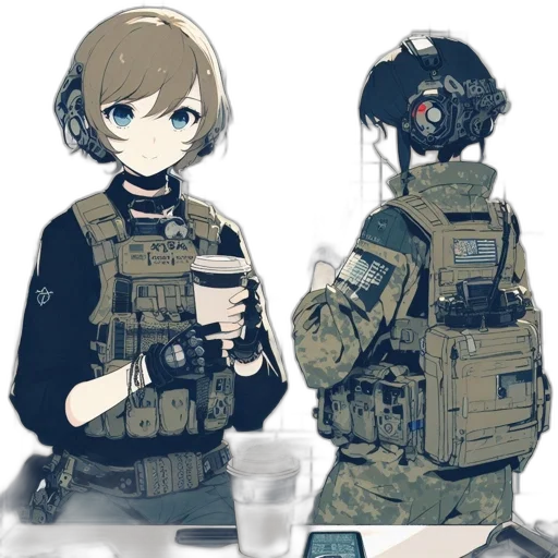 weapon, robot, mask, jacket transparent PNG cut-out