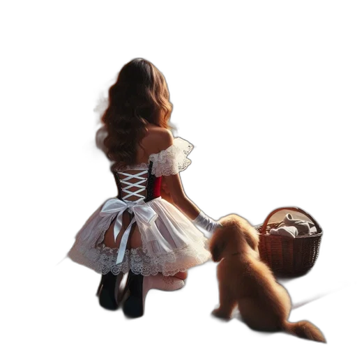dress, hair, animal, staff transparent PNG cut-out