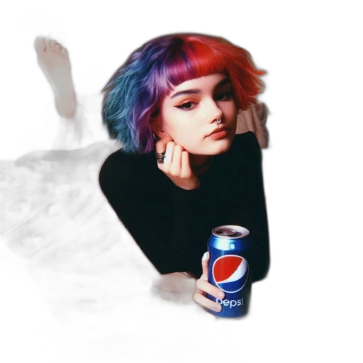 bottle, jacket, creature, hair transparent PNG cut-out