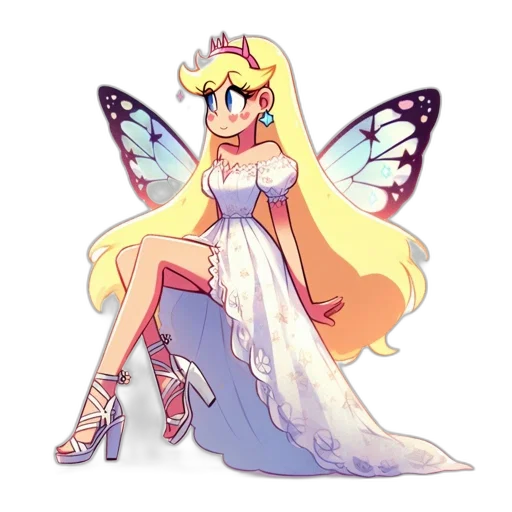 dress, crown, creature, staff transparent PNG cut-out