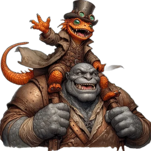 dragon, creature, staff, hat transparent PNG cut-out