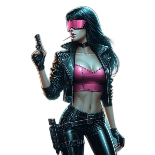 jacket, weapon, cyberpunk, concept art transparent PNG cut-out
