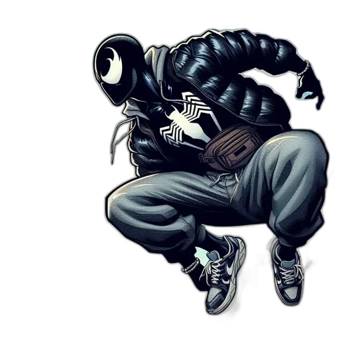 jacket, mask, weapon, comic book art transparent PNG cut-out