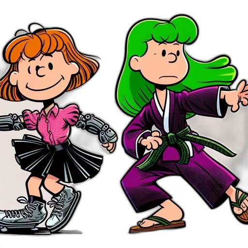 cartoon, comic book art, concept art, two transparent PNG cut-out