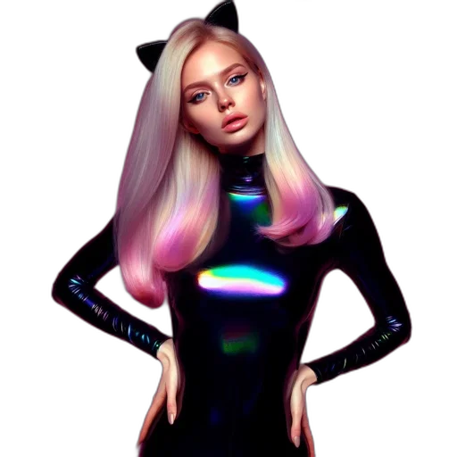 hair, dress, robot, staff transparent PNG cut-out