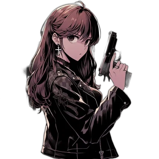 weapon, jacket, staff, anime transparent PNG cut-out