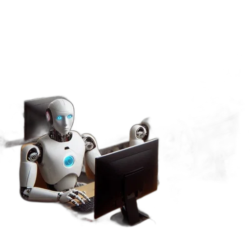 robot, staff, 3d render, concept art transparent PNG cut-out