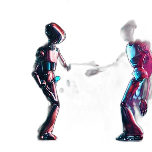 robot, 3d render, concept art, vaporwave transparent PNG cut-out