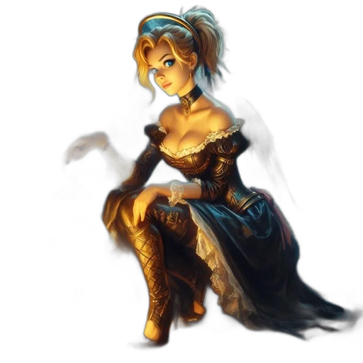 dress, staff, crown, weapon transparent PNG cut-out