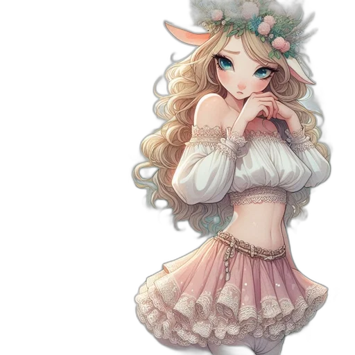 dress, staff, hat, creature transparent PNG cut-out